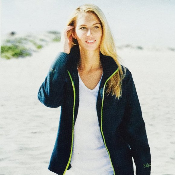 Polar Fleece Zip Front Jacket Dark Peacock Blue - Picture 3 of 4